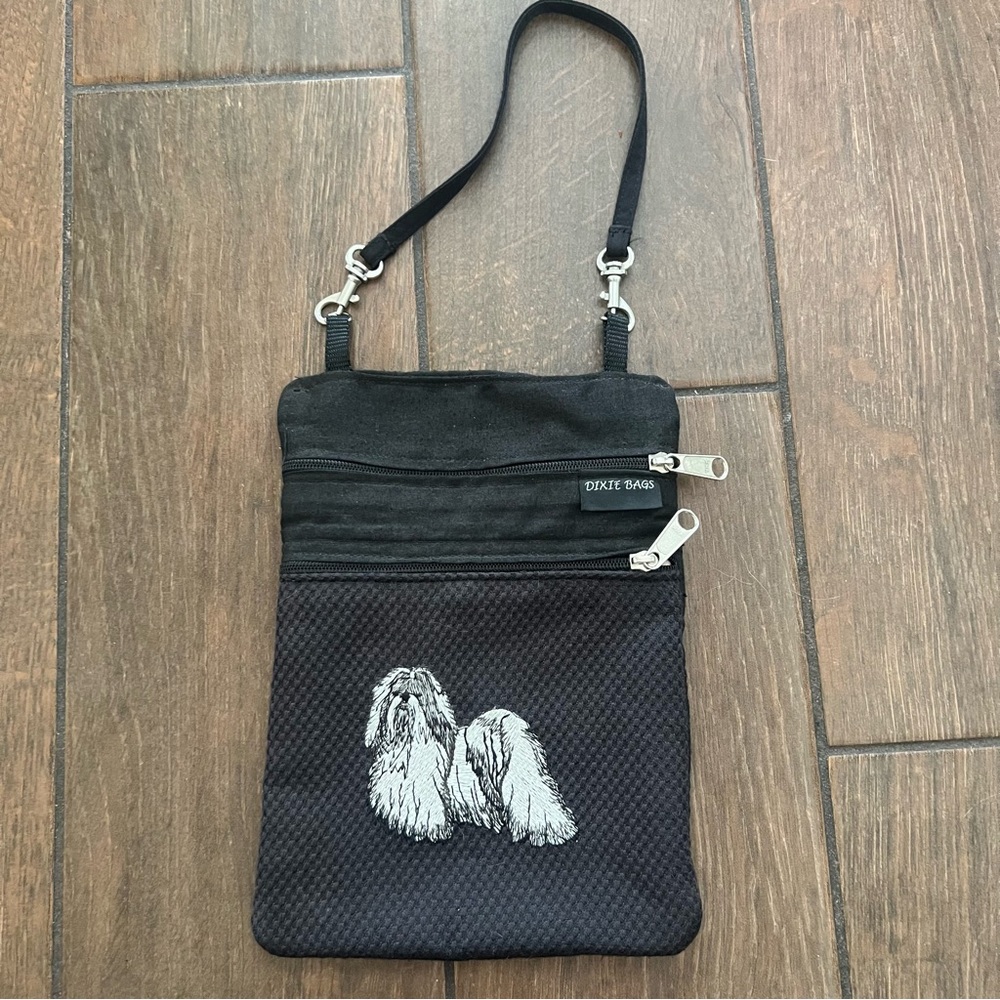 Dixie Bags Shih Tzu Black Embroidered Purse